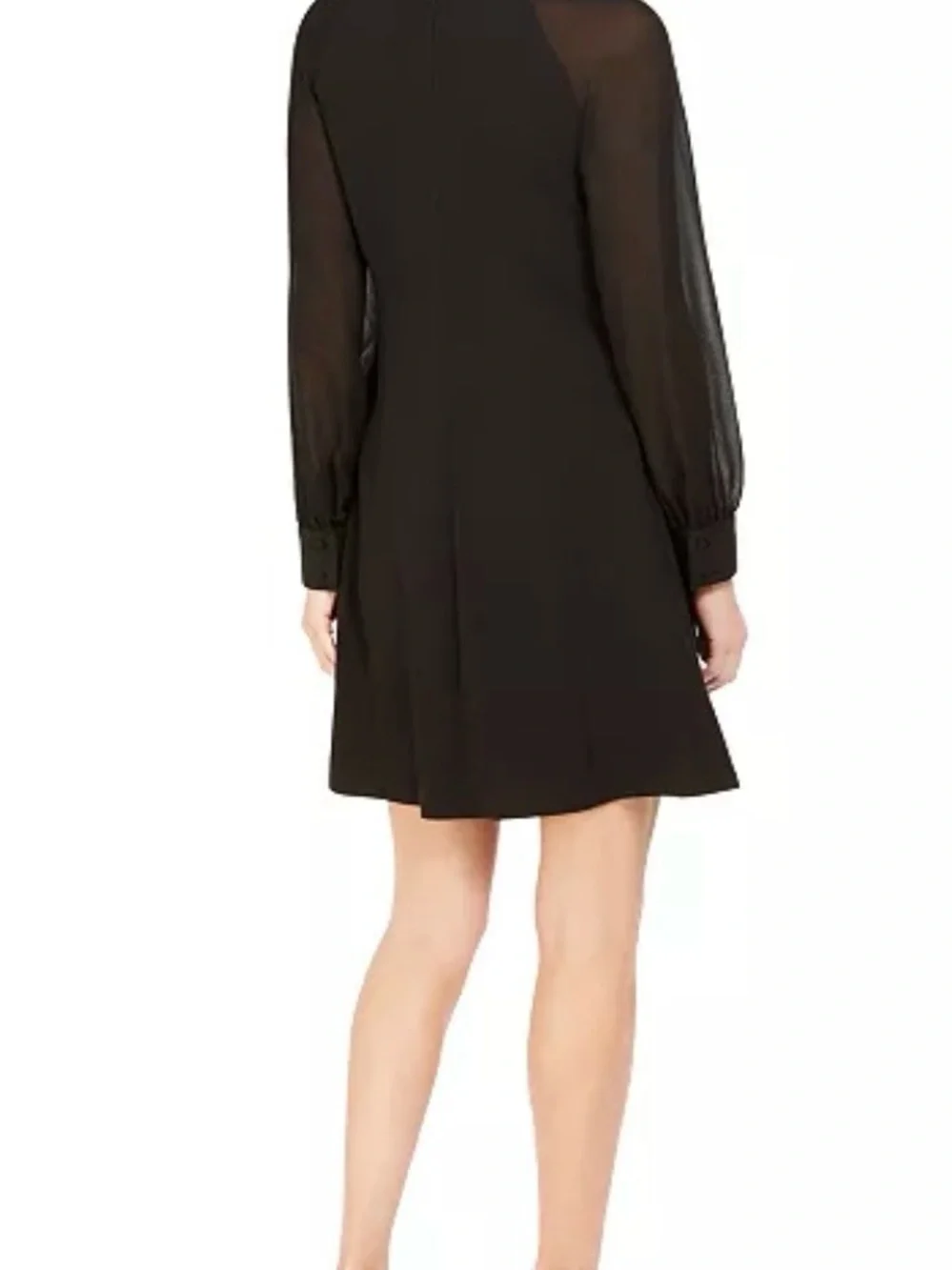 Calvin Klein Black Long-Sleeve Sheer-Sleeve Dress - Picture 3 of 16